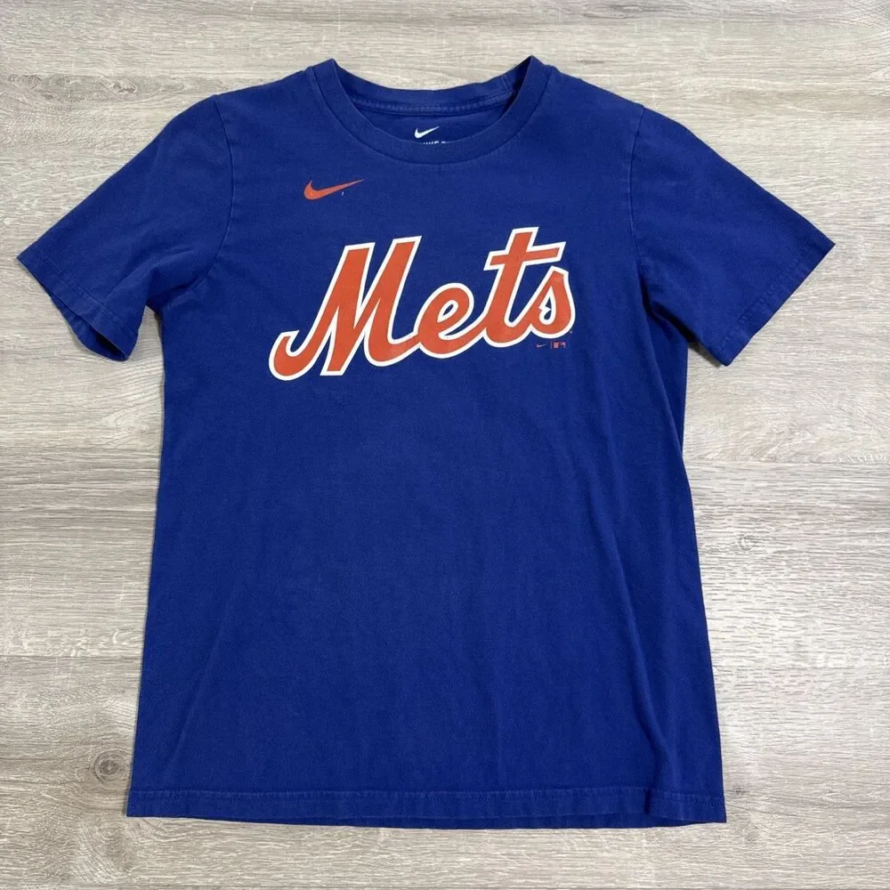 Francisco Lindor Shirt New York Mets Nike MLB Youth Medium 10 12 Blue Baseball